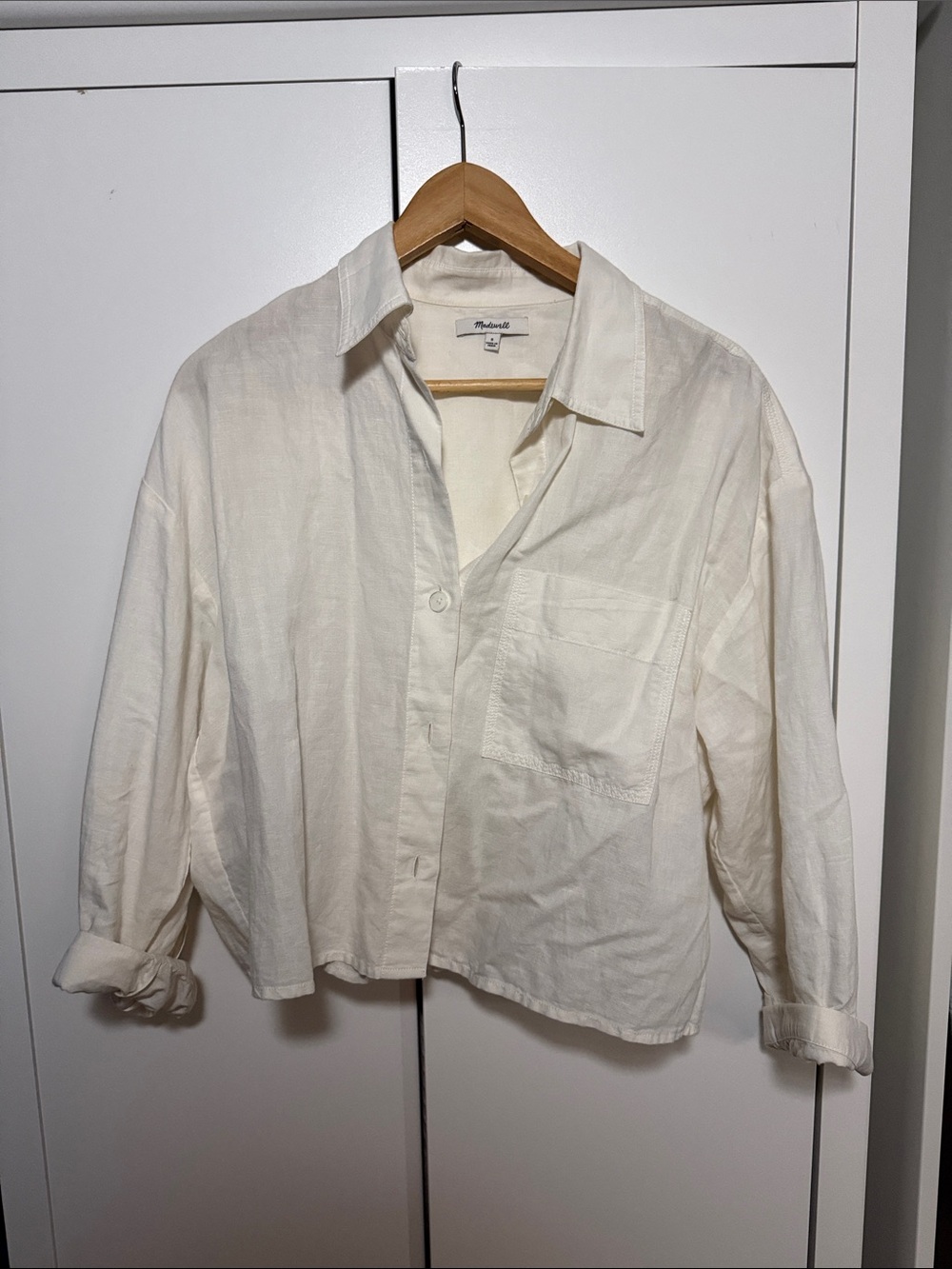 Madewell Cream Button-Front Relaxed Shirt